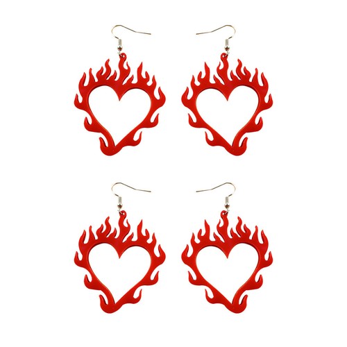 Stylish red acrylic flame - flame, ear