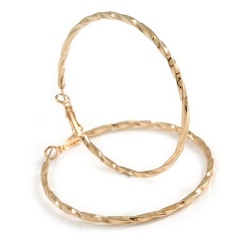 60mm gold tone twisted hoop - 60mm, d/