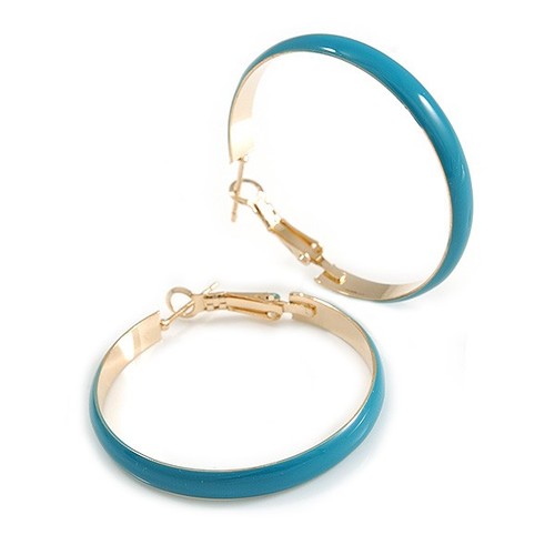 40mm wide teal enamel hoop - d/,