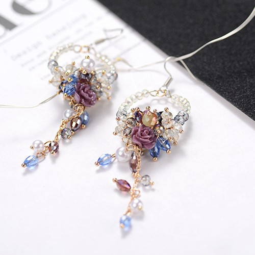 Crystal flower dangle - crystal, earrings