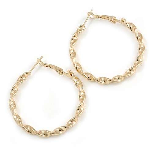 Medium gold tone twisted - gold, hoop