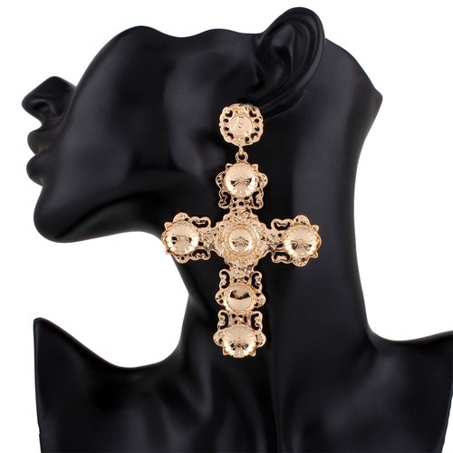 Golden cross earrings jewelry - earrings,